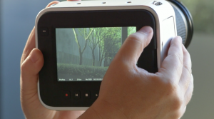 The BMCC focus peaking is green, activated by pushing twice on the focus bottom - much easier to see